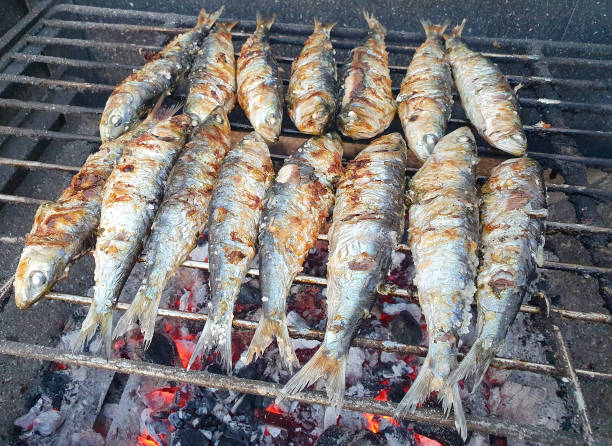 istock Grilled sardines on the grill 1182985693