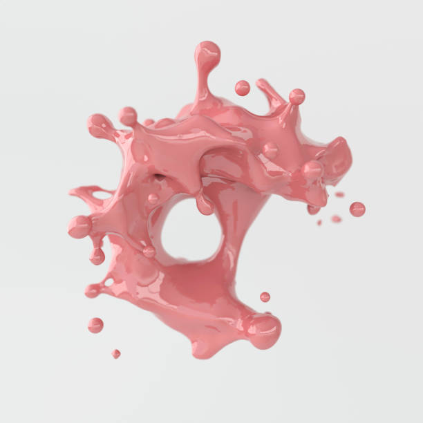 istock A splash of pink paint, colorful liquid 3d rendering. Abstract waves and drops 1182987568