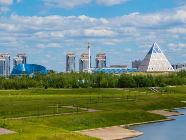 Skyline view of Nur-Sultan (previously known as Astana), capital of Kazakhstan