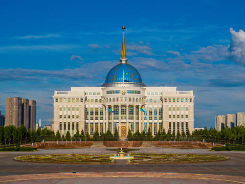 View of the Ak Orda Presidential Palace in Nur-Sultan (previously known as Astana), capital city of Kazakhstan