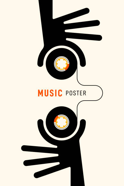 ilustraciones, imágenes clip art, dibujos animados e iconos de stock de diseño de póster de música plantilla fondo vintage estilo retro - disco audio analógico