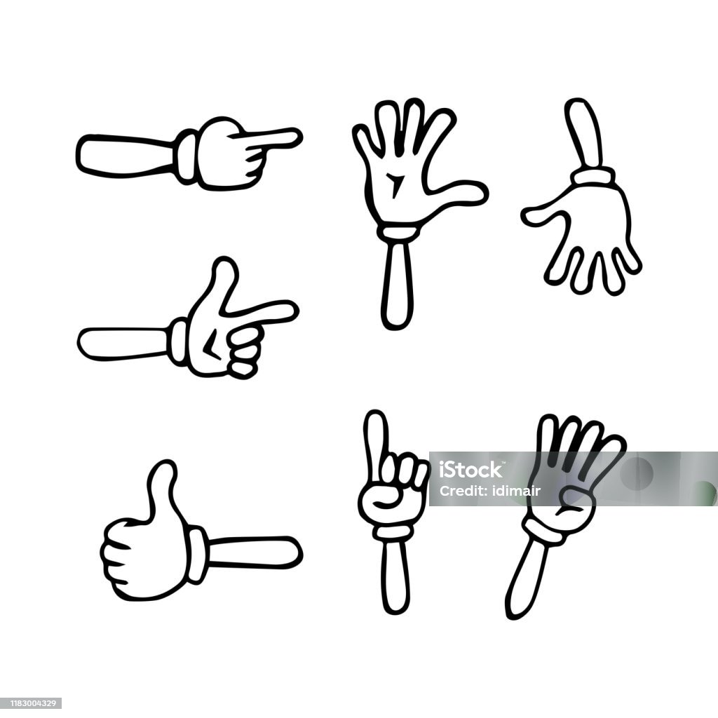 Ilustración de Manos De Dibujos Animados Manos Guanteas Ilustración  Vectorial Dibujada A Mano y más Vectores Libres de Derechos de Anillo para  el dedo índice - iStock