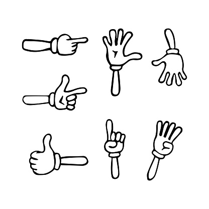 Ilustración de Manos De Dibujos Animados Manos Guanteas Ilustración  Vectorial Dibujada A Mano y más Vectores Libres de Derechos de Anillo para  el dedo índice - iStock