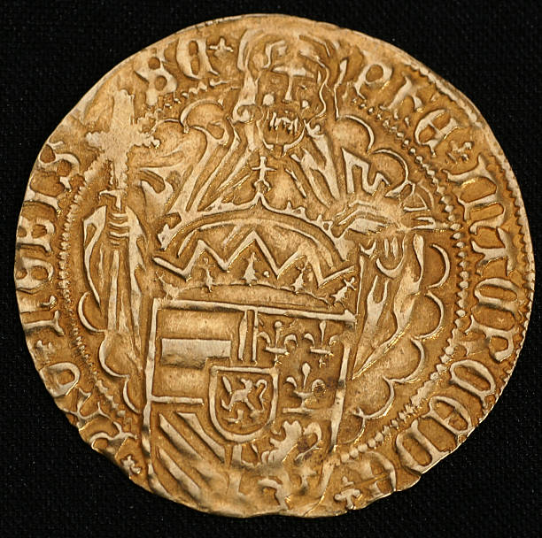 Medieval Gold coin stock photo