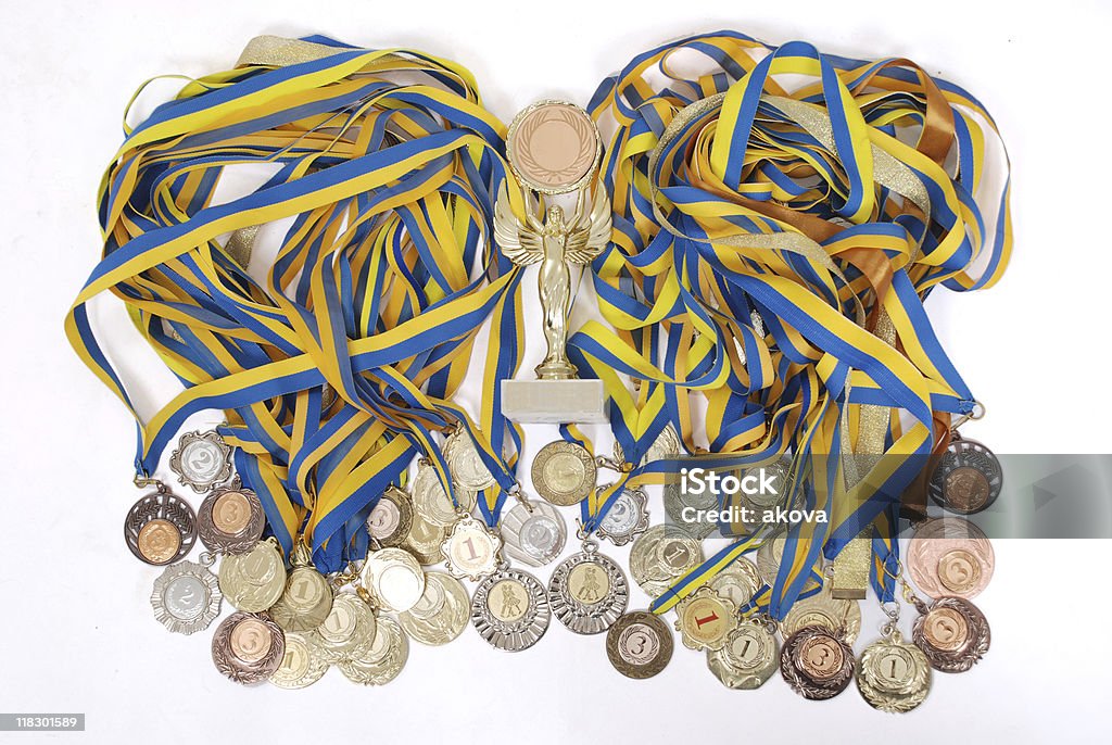 많은 골드, 실버, 브론즈 메달 2개 - 로열티 프리 0명 스톡 사진