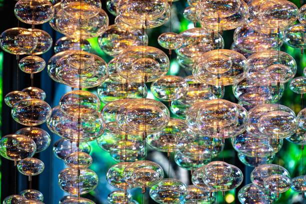 istock Close-up bubble chandelier ceiling light with selective focus. 1183021260