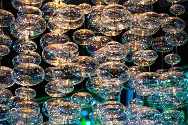 istock Close-up bubble chandelier ceiling light with selective focus. 1183021263