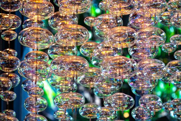 istock Close-up bubble chandelier ceiling light with selective focus. 1183021283