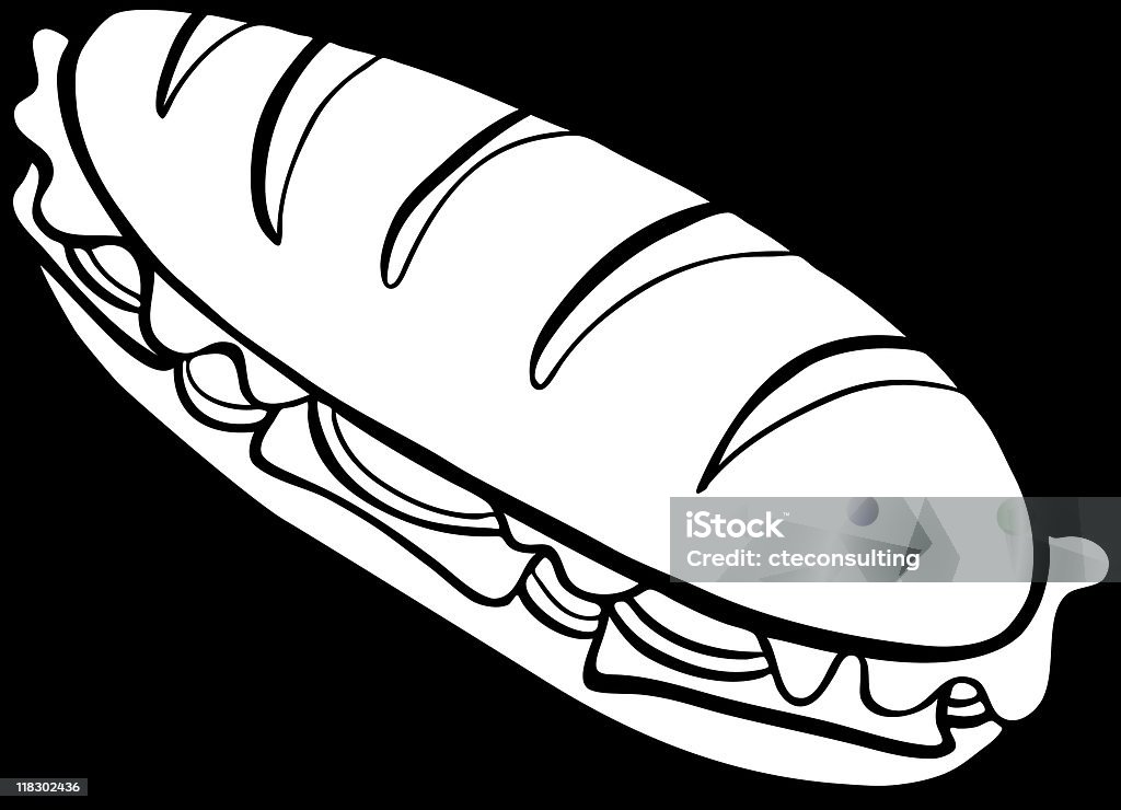 Submarine Sandwich Line Art  Submarine Sandwich stock vector