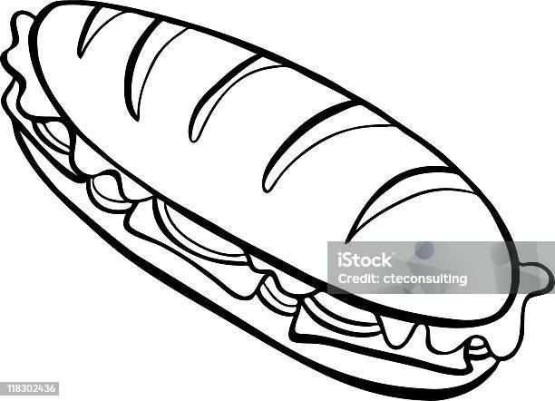 Submarine Sandwich Line Art Stock Illustration - Download Image Now - Submarine Sandwich, Illustration, Drawing - Art Product