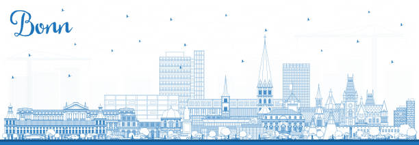 Outline Bonn Germany City Skyline with Blue Buildings. Outline Bonn Germany City Skyline with Blue Buildings. Vector Illustration. Business Travel and Concept with Historic Architecture. Bonn Cityscape with Landmarks. bonn germany stock illustrations