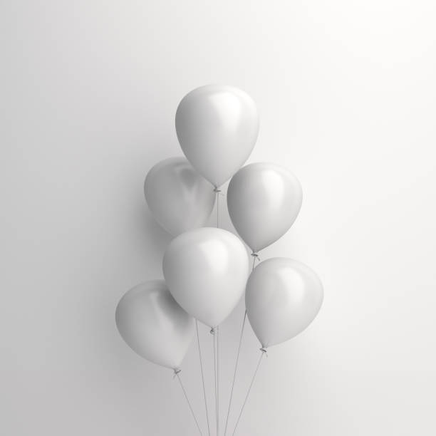 istock Winter abstract, design creative concept, flying balloon on white background . Copy space text area. 1183026947
