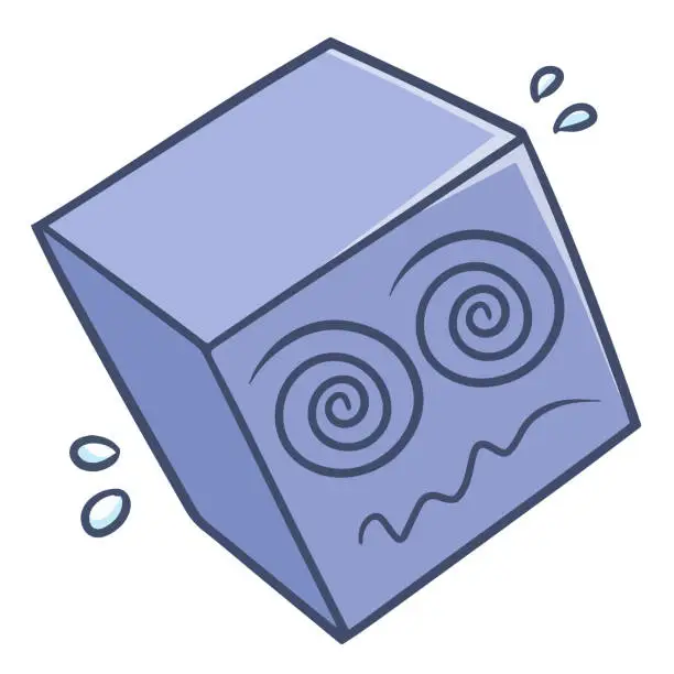 Vector illustration of blue box with dizzy face