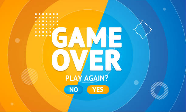 illustrazioni stock, clip art, cartoni animati e icone di tendenza di game over or play again concept banner card. vector - mistake error message internet failure