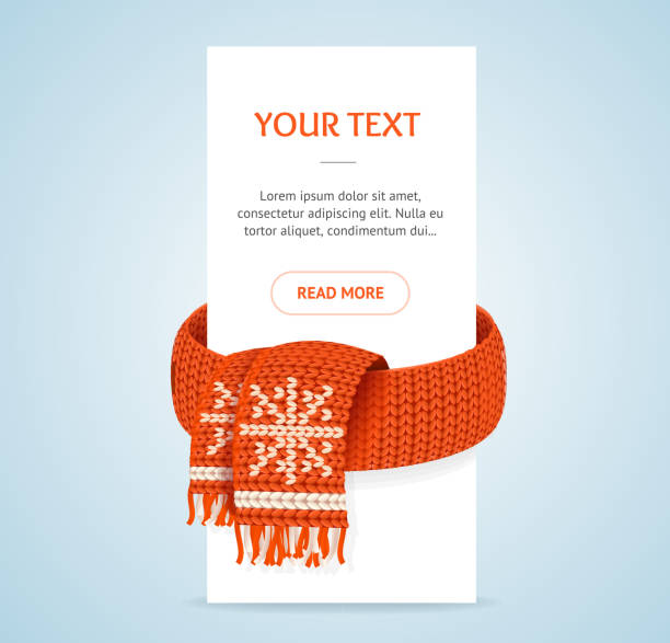 zimowy baner koncepcyjny z realistycznym szczegółowym elementem 3d. wektor - scarf stock illustrations