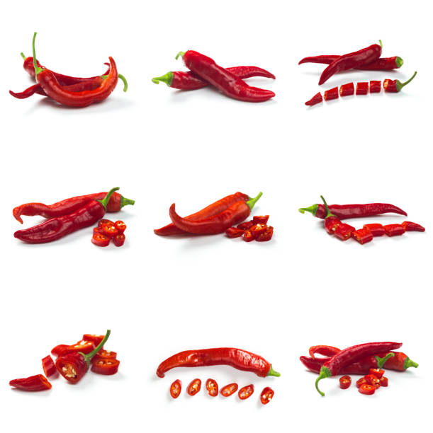istock Set of red chili pepper isolate on white with clipping path 1183040243