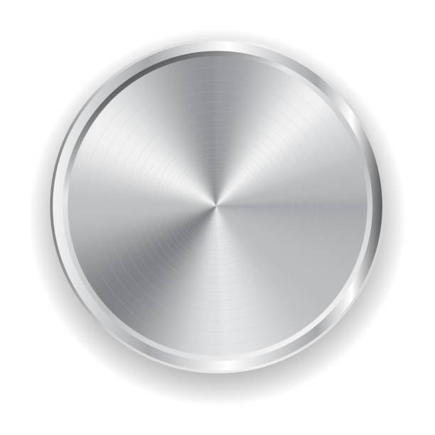 국내 전자 제품을위한 벡터 현실적인 금속 회색 버튼 - interface icons volume volume knob stainless steel stock illustrations