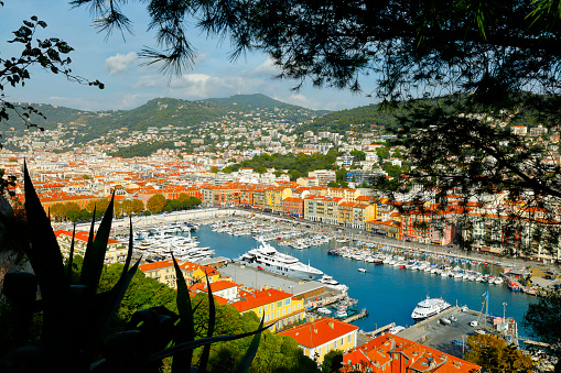 Marina of Nice - view from the public castle hill park