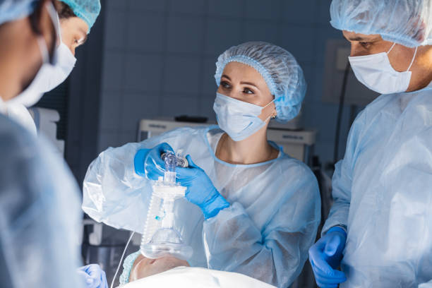 istock Pre oxygenation for general anesthesia. Surgery equipment 1183048891