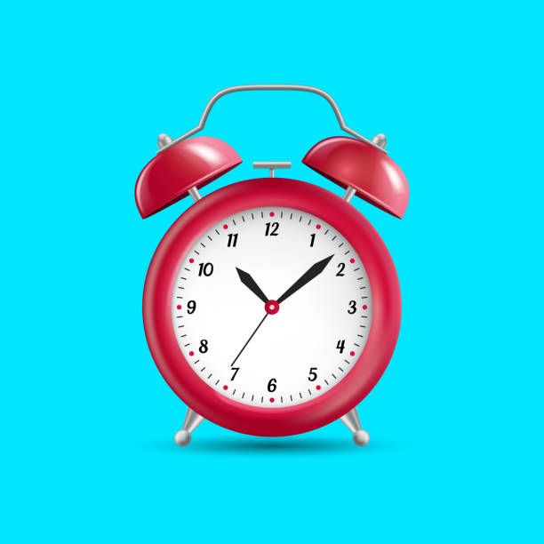 illustrations, cliparts, dessins animés et icônes de realistic detailed 3d vintage color alarm clock. vecteur - clock face clock time deadline