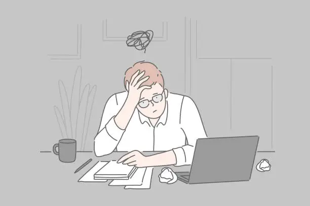 Vector illustration of Bankruptcy, burnout, collapse concept.