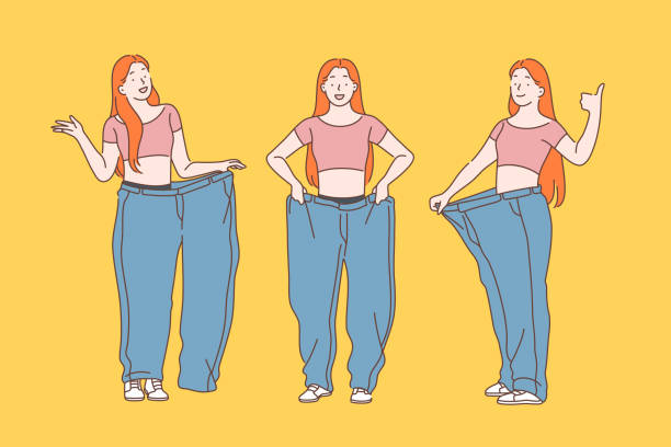 ilustrações de stock, clip art, desenhos animados e ícones de diet, weight loss, slimming concept. - loose weight