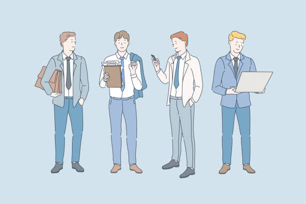 ilustrações, clipart, desenhos animados e ícones de negócio, carreira e conceito do trabalho. - technology contemplation clothing formalwear