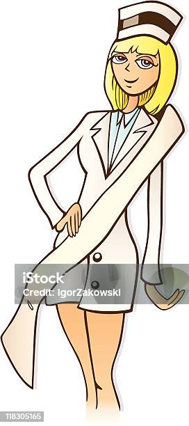 Miss Pielęgniarka - Stockowe grafiki wektorowe i więcej obrazów Blond włosy - Blond włosy, Dorosły, Dowcip rysunkowy