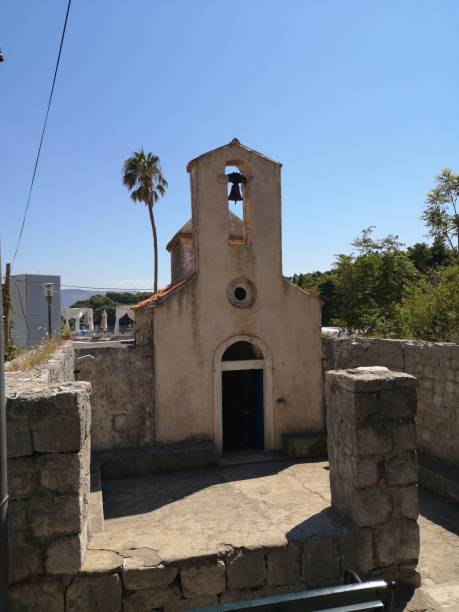 Old church on Island Lopud Old church on Island Lopud, near Dubrovnik dubrovnik lopud stock pictures, royalty-free photos & images