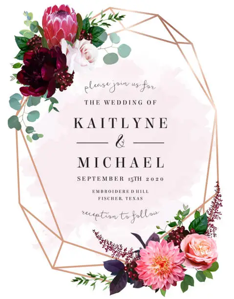 Vector illustration of Luxury fall flowers wedding vector bouquet card