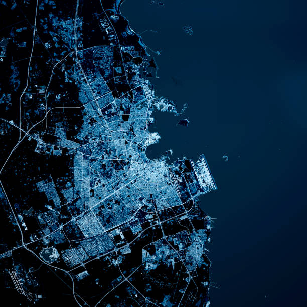 istock Doha Qatar 3D Render Blue Top View Feb 2019 1183054130