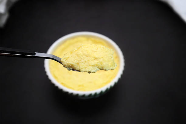 istock Custard Egg Microwave Cooked One Mouthful Spoon 1183059520