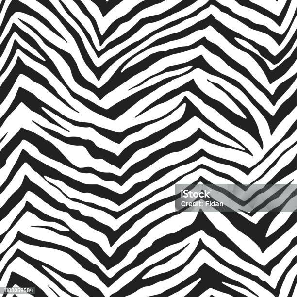 Seamless Vector Black And White Zebra Fur Pattern Stylish Wild Zebra Print  Animal Print Background For Fabric Textile Design Cover Advertising Banner  Etc 10 Eps Design Stock Illustration - Download Image Now - iStock
