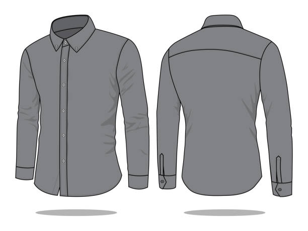 ilustrações de stock, clip art, desenhos animados e ícones de gray long sleeve uniform shirt vector for template - long sleeved shirt blank black