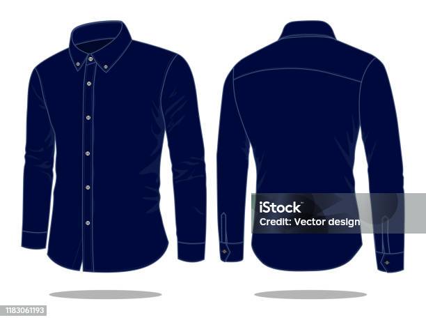 Navy Blue Long Sleeve Uniform Shirt Vector For Template Stock ...