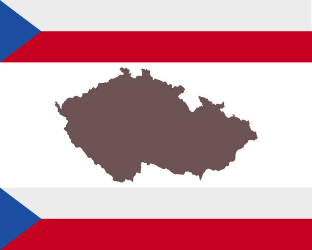 istock Map of Czech Republic on background with flag 1183064646