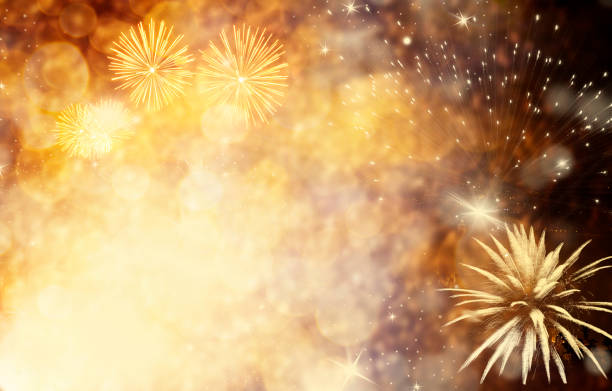 istock abstract Christmas or New Year background with lights and fireworks 1183066691