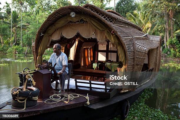 Houseboat On Backwaters In Kerala Stock Photo - Download Image Now - Houseboat, Kerala, Adult