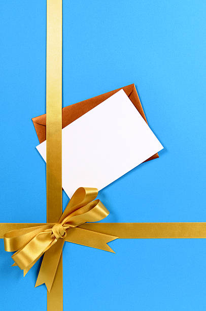 istock Blue and gold gift with blank greetings card 118306719