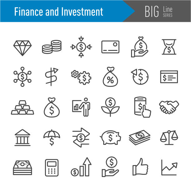 finance and investment icons - big line series - diamantschmuck grafiken stock-grafiken, -clipart, -cartoons und -symbole