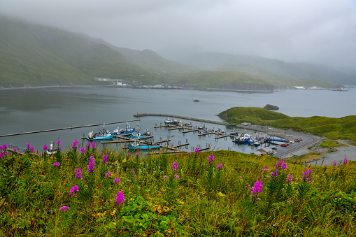 View from the hill at Dutch harbor in Unalaska Island, Alaska