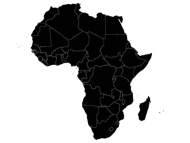 illustrations, cliparts, dessins animés et icônes de carte politique noire de l'afrique - avec les frontières de pays - africa