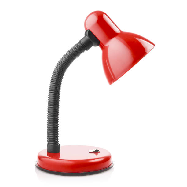istock Red desk lamp on white 1183078027