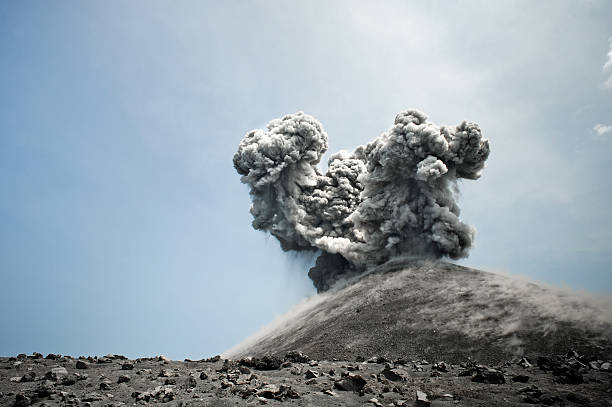 istock Anak Krakatau volcano erupting with gray smoke 118307856