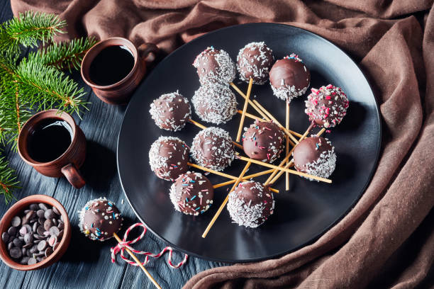 istock Festive chocolate cake pops sprinkled with crushed candies 1183082775