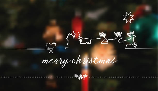 ぼやけた背景に白い線のアートサンタクロースのイラスト - christmas defocused selective focus christmas tree点のイラスト素材／クリップアート素材／マンガ素材／アイコン素材