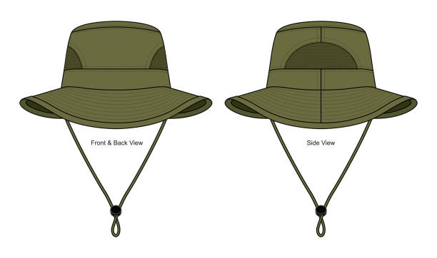 Army Net Bucket Hat Vector for Template Jungle Hat bucket hat stock illustrations