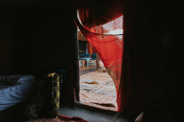 istock Berber camp tent to sleep in Sahara desert. 1183087601