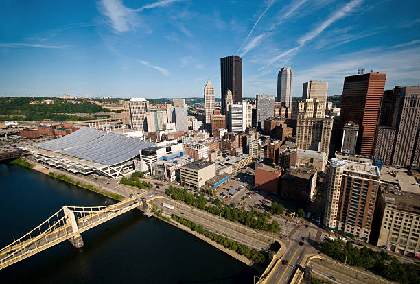 Aerial Pittsburgh and Convention Center stock photo