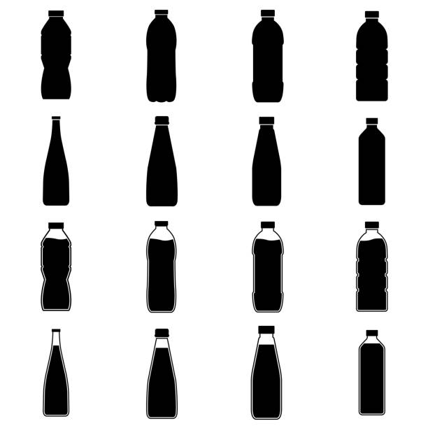 ilustrações, clipart, desenhos animados e ícones de ícone do jogo do frasco, logotipo isolado no fundo branco - packaging bottle plastic wine